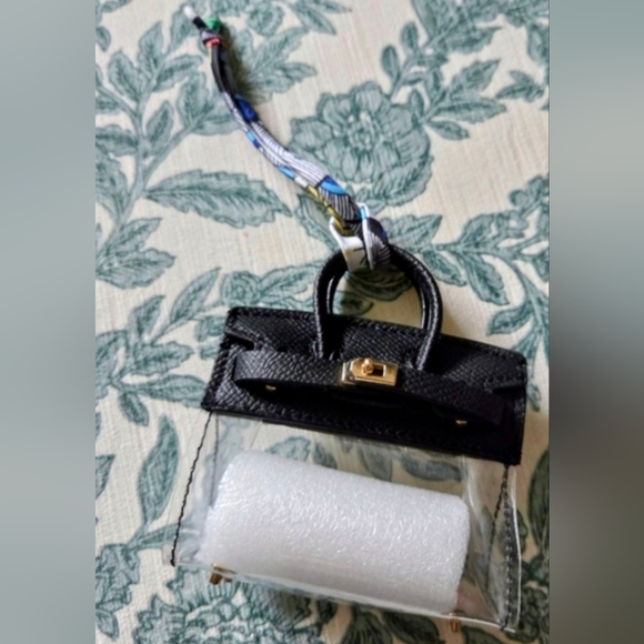 unbranded Accessories - NWoT 👜 TINY PURSE Bag Charm 👜Black Vegan Leather & Clear PVC 🎁 Adorable Gift